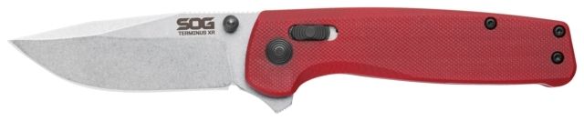 SOG Specialty Knives & Tools Terminus XR G10 Folding Knife, 2.95in, D2, Clip Point Blade, Crimson, G10 Handle, Box Pack, Silver/Crimson, SOG-TM1023-BX