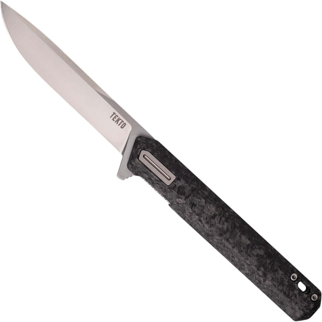 Tekto F2 Bravo Folding Knife, 3.10in, Ti D2 Steel, Drop Point, G10/Carbon Fiber, Carbon/Silver, F2R-CCBK-D2SI1-A4