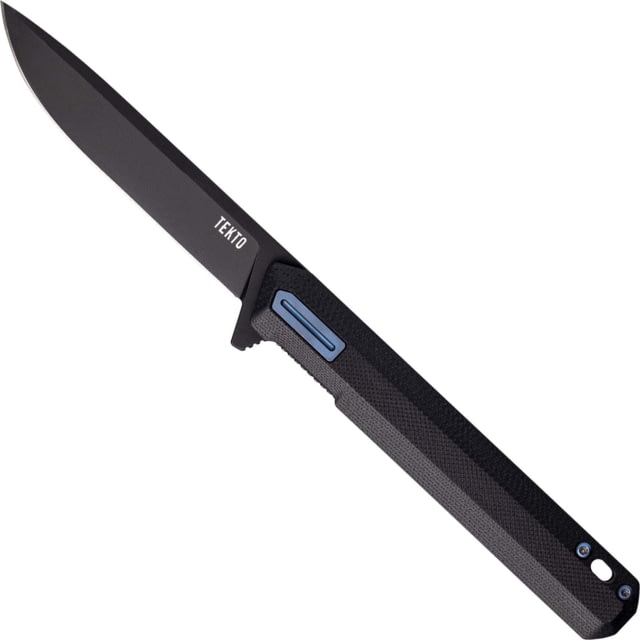 Tekto F2 Bravo Folding Knife, 3.10in, Ti D2 Steel, Drop Point, G10/Carbon Fiber, Black/Blue, F2R-G1BK-D2BK1-A2