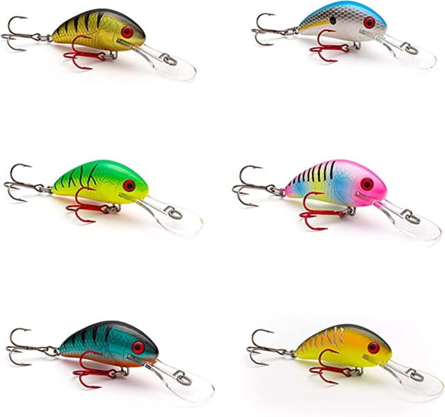 Vexan 6-Pack Rattlin' Wasp Trolling & Crankbait Lures , Kit 2, Gold/Blue/Green/Pink/Yellow, No5, Variety #2 RW 6-PK No5