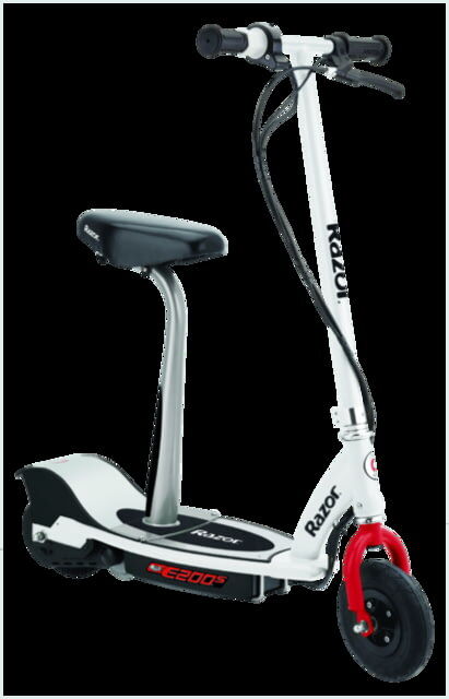 Razor E200S Seated Electric Scooter, White/Red, 13112788