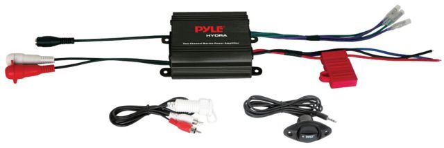 Pyle Marine 400W 2Ch Amplifier, Black, PLMRMP1B