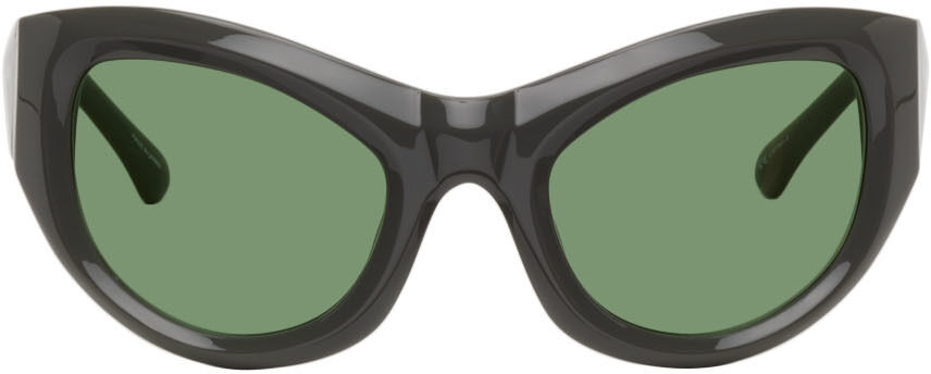 Dries Van Noten Grey Linda Farrow Edition Cat-Eye Sunglasses  - GREY/SILVER/GREEN - Size: UNI - Gender: male