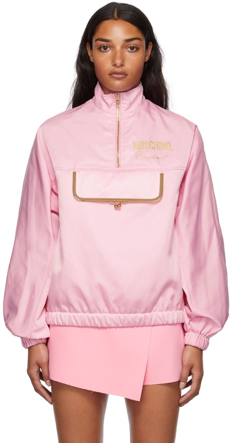 Moschino Pink Coin Purse Quarter Zip Jacket  - J1224 Pink - Size: Extra Small - Gender: female
