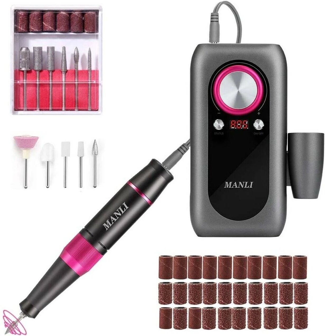 DailySale Rechargeable Nail Drill Kit with 2000mAh Phone Power Bank