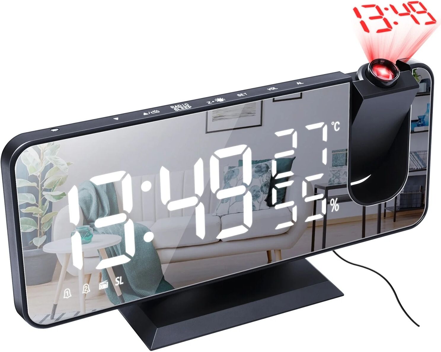 DailySale Projection Alarm Clock with Radio Function