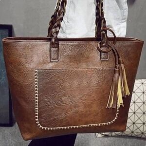 DailySale Tote Vintage Faux Women Leather Handbag