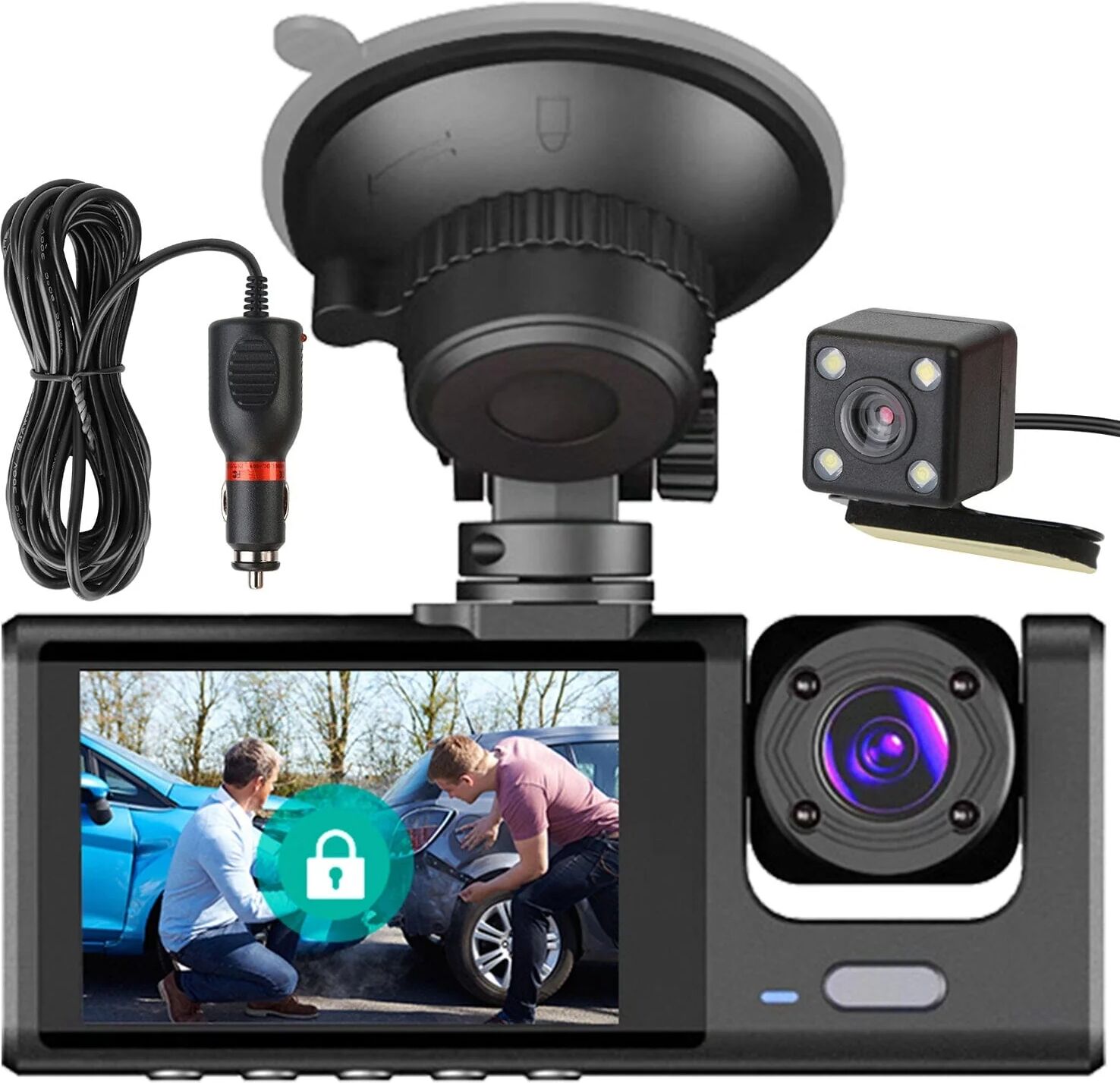 DailySale 3 Channel Car DVR Dash Cam Video Recorder