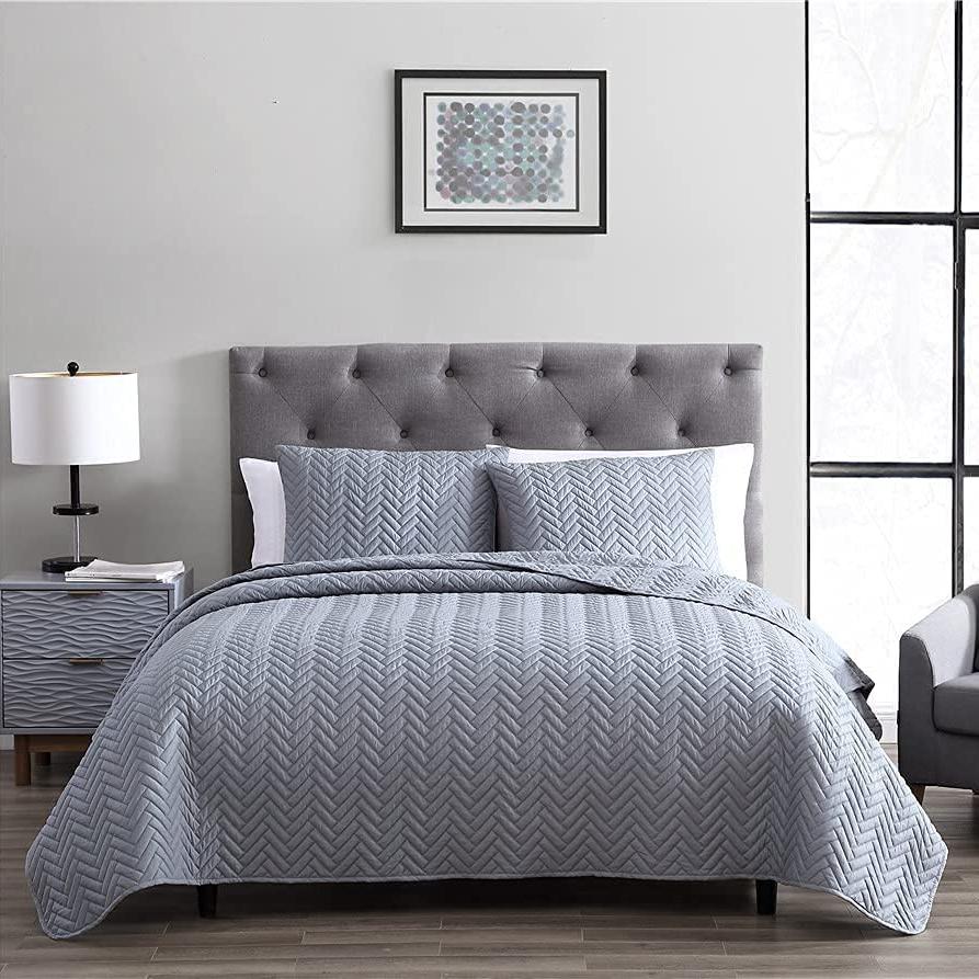 DailySale 3-Piece: The Nesting Company Birch Bedding Collection Embossed Quilt Coverlet Bedspread Set