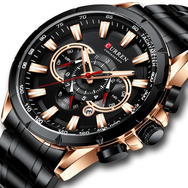 DailySale CURREN Men's Multifunctional Chronograph Calendar Quartz Waterproof Full Steel Watch