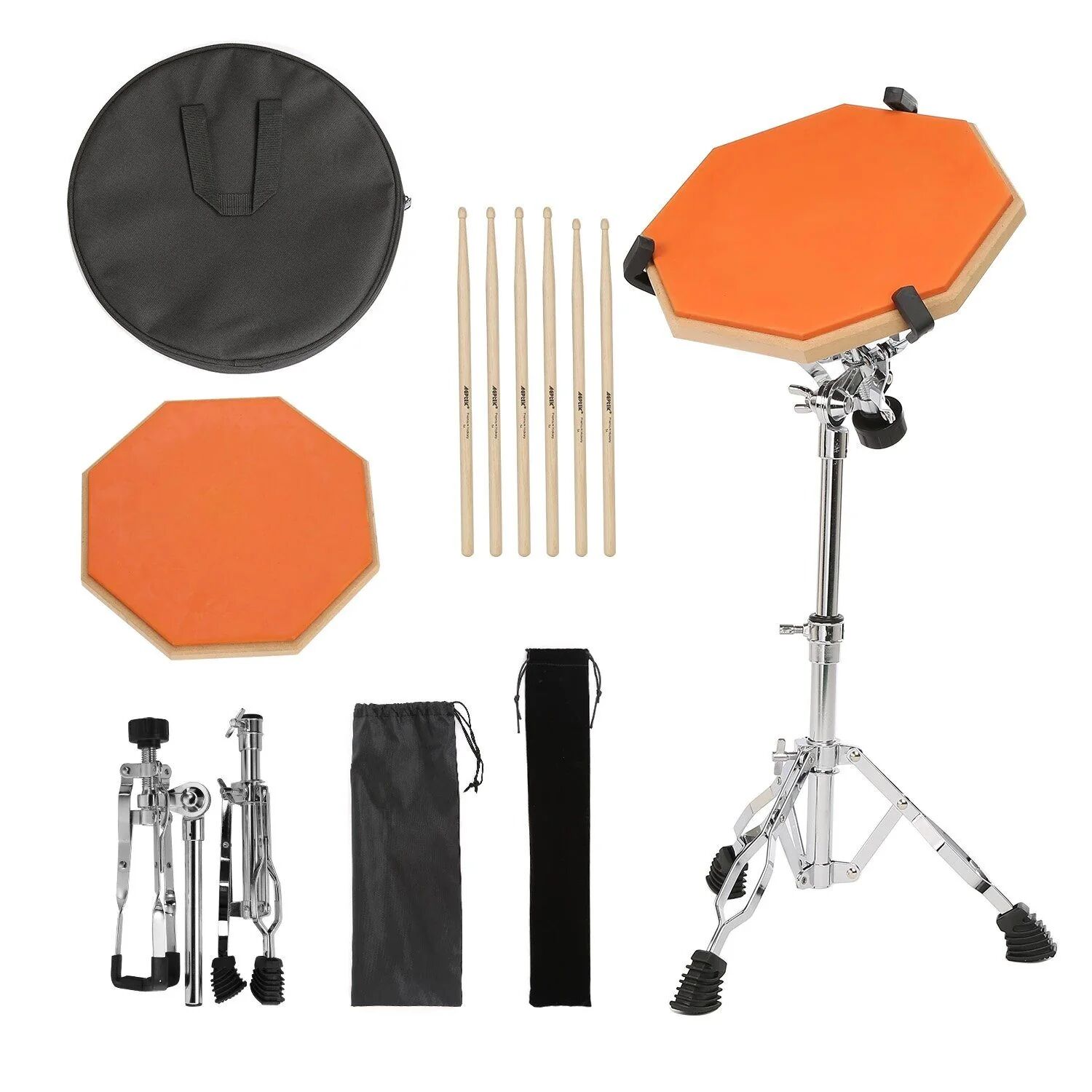 DailySale Drum Practice Pads with 3 Pairs of Drum Sticks and Adjustable Snare Drum Stand