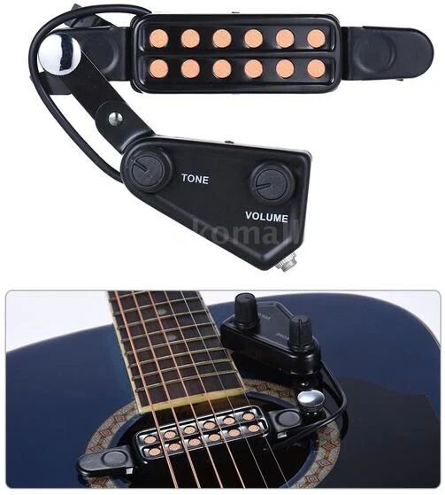 DailySale Music Tools 12-hole Acoustic Guitar Sound Hole Pickup Magnetic Transducer with Tone Volume Controller Audio Cable