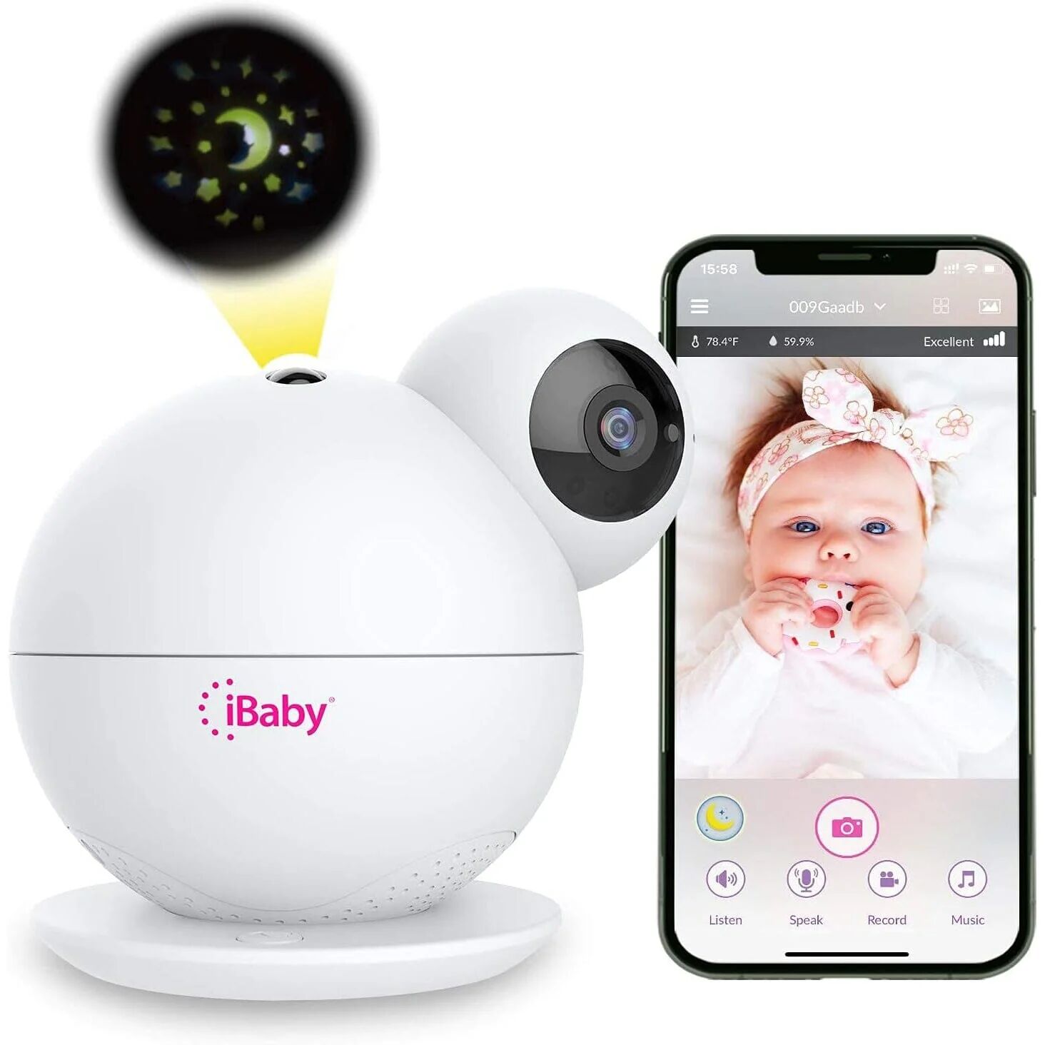 DailySale IBaby M8 2K Smart Baby Monitor, 355 Pan 110 Tilt and 2-Way Talk (Refurbished)