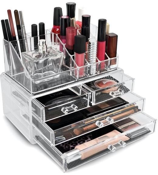 DailySale 2-Pack: Acrylic Makeup Organizer Cosmetic Jewelry Display Box