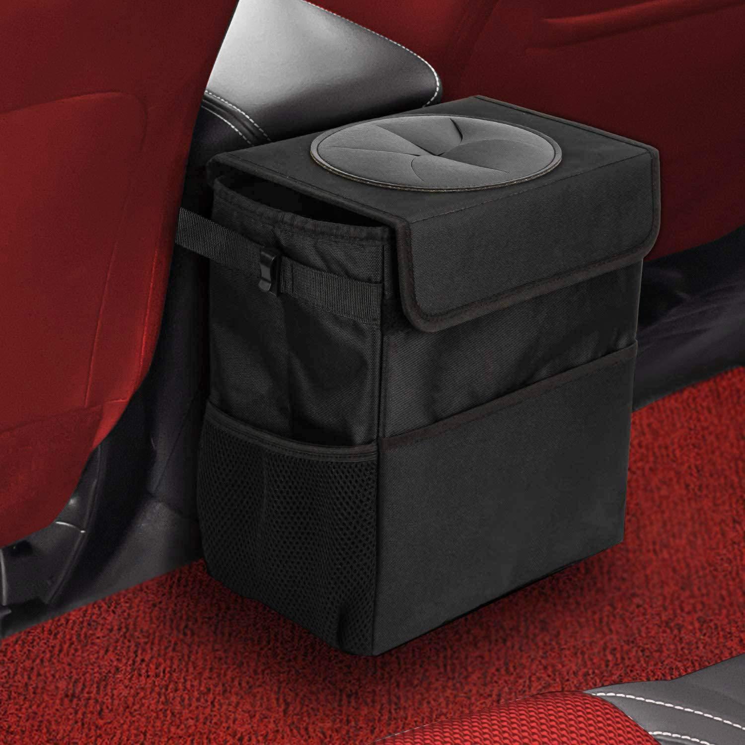 DailySale Ryhpez Car Trash Can with Lid - Car Trash Bag Hanging with Storage Pockets