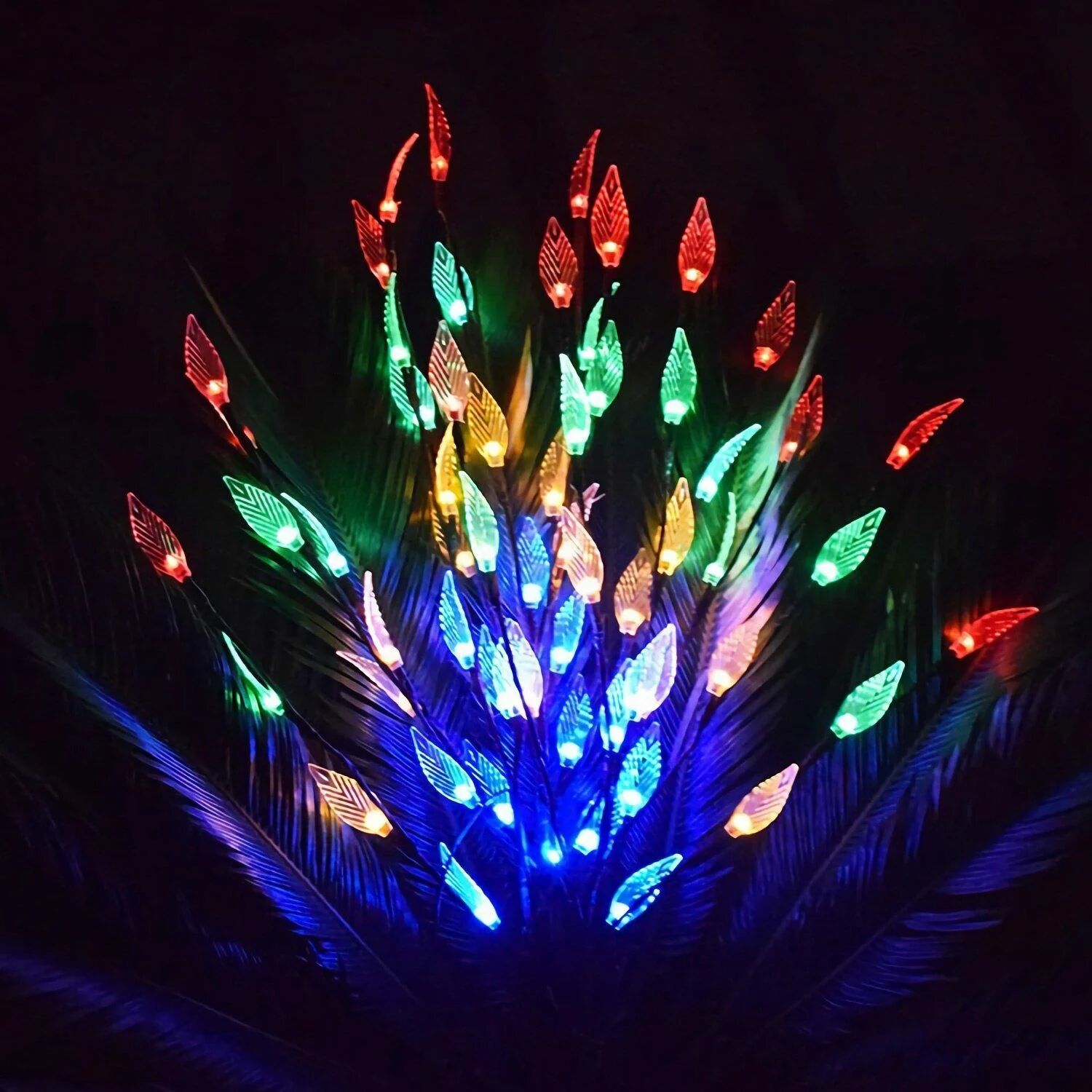 DailySale 3-Piece Set: 60 LED Solar Garden Lights Tree Branch Leaf Shape Lamp