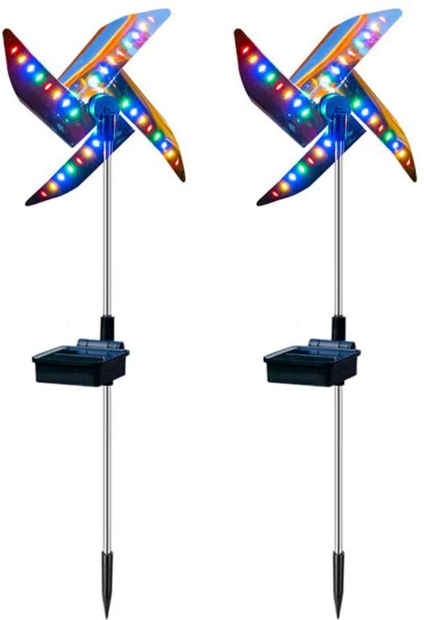 DailySale 2-Pack: 32LED Outdoor Solar Ground Light Garden Lawn Waterproof Windmill Lamp