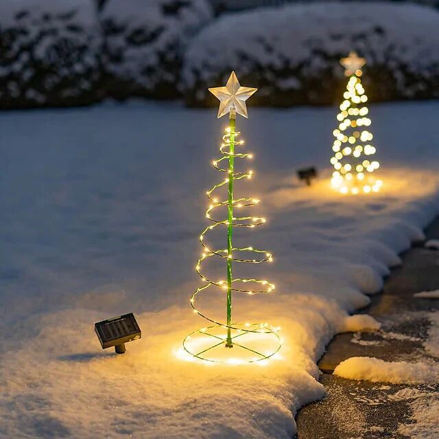 DailySale LED Christmas Tree Outdoor Solar Ground Plug Lights