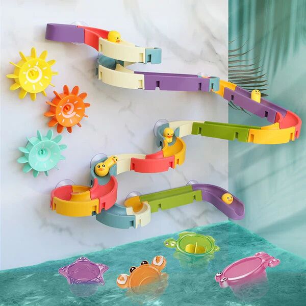 DailySale Baby Bath Toys DIY Marble Race Run Assembling Track