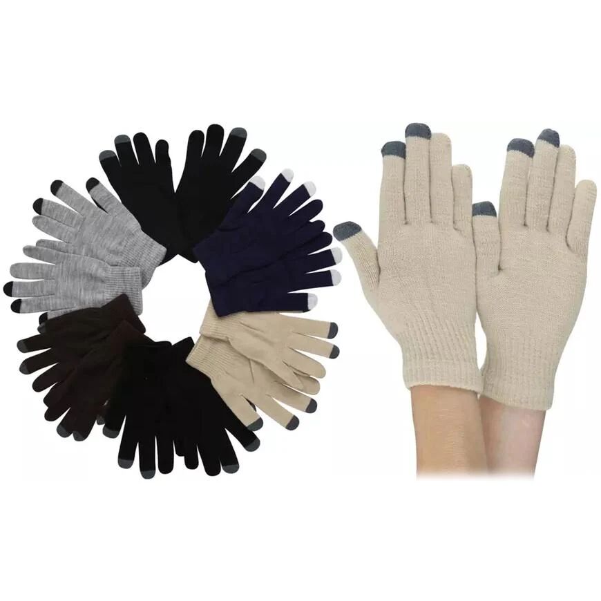 DailySale 6-Pack: Men's Plain Acrylic Magic Gloves with Contrast Tips