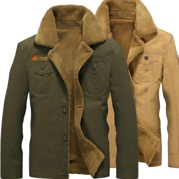 DailySale Men Fur Collar Army Tactical Jacket