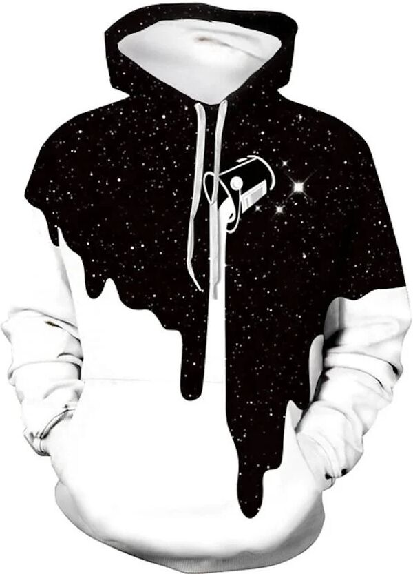 DailySale Men's 3D Print Block Starry Sky Milk Hoodie