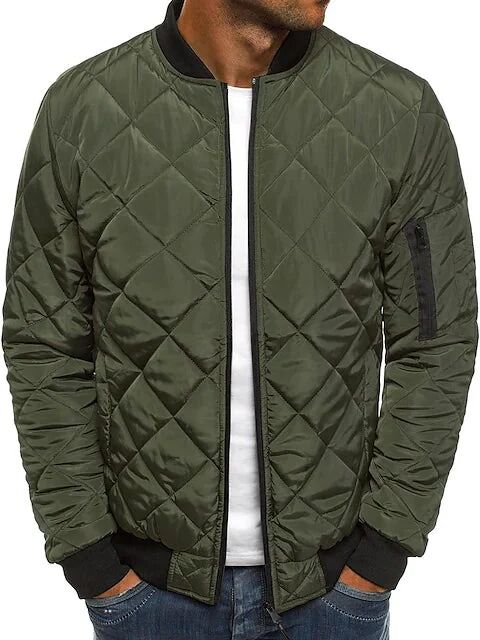 DailySale Men's Bomber Quilted Diamond Padded Jacket