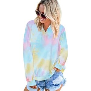 DailySale Women's Hoodie Pullover Quarter Zip Tie Dye