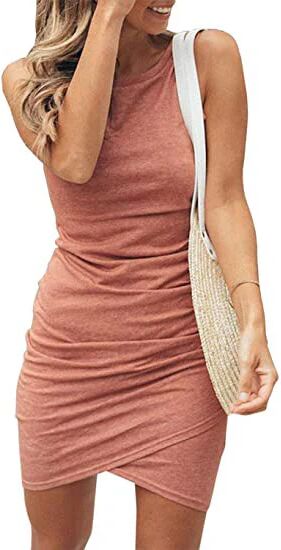 DailySale Women Casual Dress Crew Neck Summer Sleeveless Tank Shirt Short Mini Dress