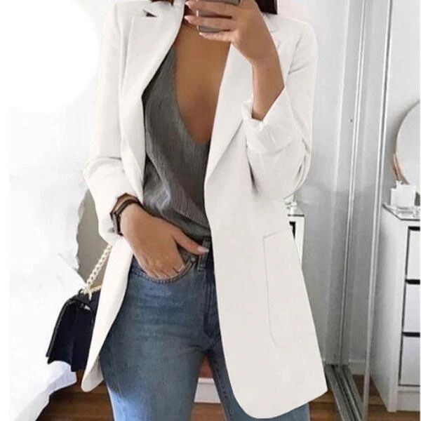 DailySale Womens Cardigan Jackets Open Front Solid Color Casual Oversized Long Blazer