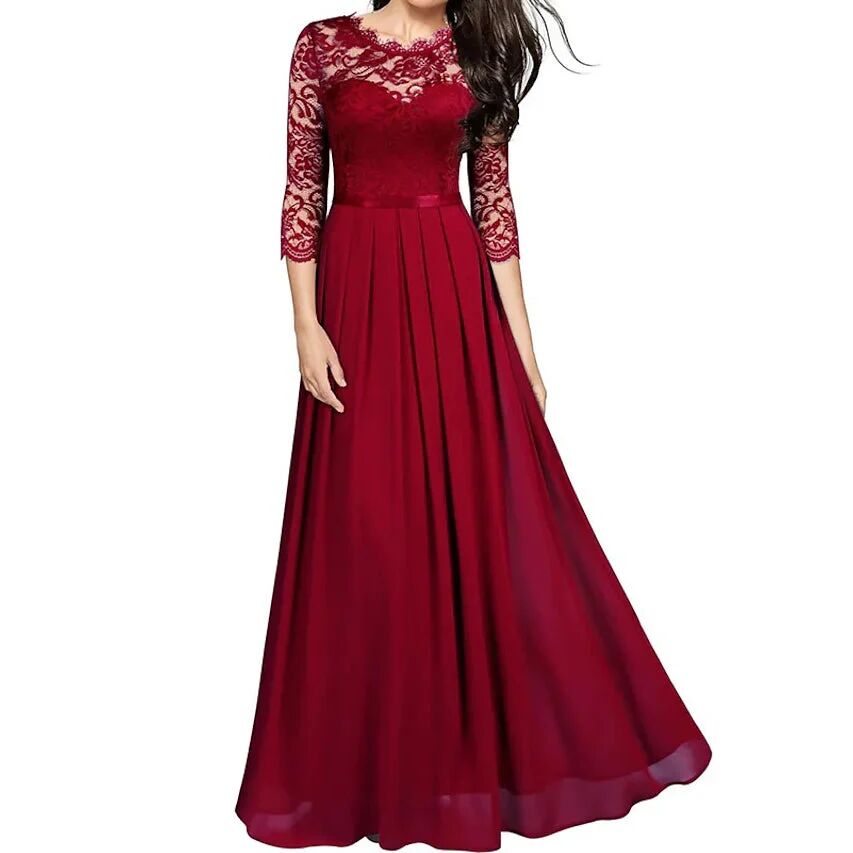 DailySale Womens Formal Party Lace Long Maxi Dress