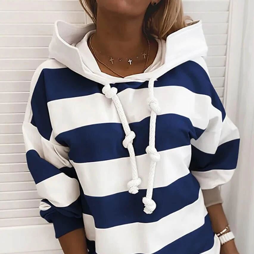 DailySale Women's Hoodie Pullover Striped Daily Basic Casual Hoodies