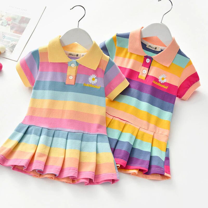 DailySale Girls Turn-Down Collar Summer Dress