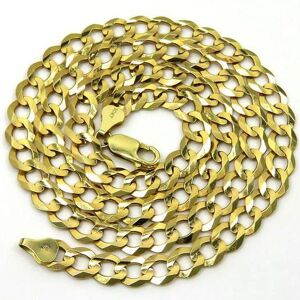 DailySale 10K Solid Yellow Gold 7mm Curb Cuban Chain Link Pendant Necklace