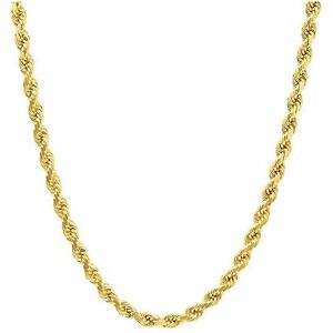 DailySale 14K Gold 1.5MM Diamond Cut Rope Chain Necklace for Men and Women