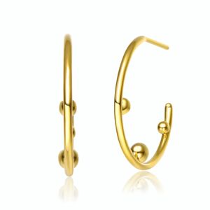 DailySale 14K Gold Plated Pearl Hoop Earrings