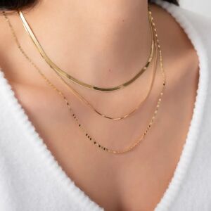 DailySale 14K Solid Yellow Gold High Polish Herringbone Necklace Chain 2mm
