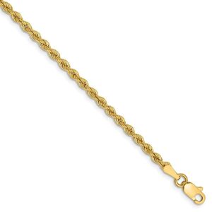 DailySale 14K Yellow Gold 2.50 MM Rope Chain Diamond-Cut