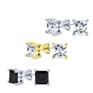 DailySale 3-Pack: Sterling Silver Princess Cut Studs
