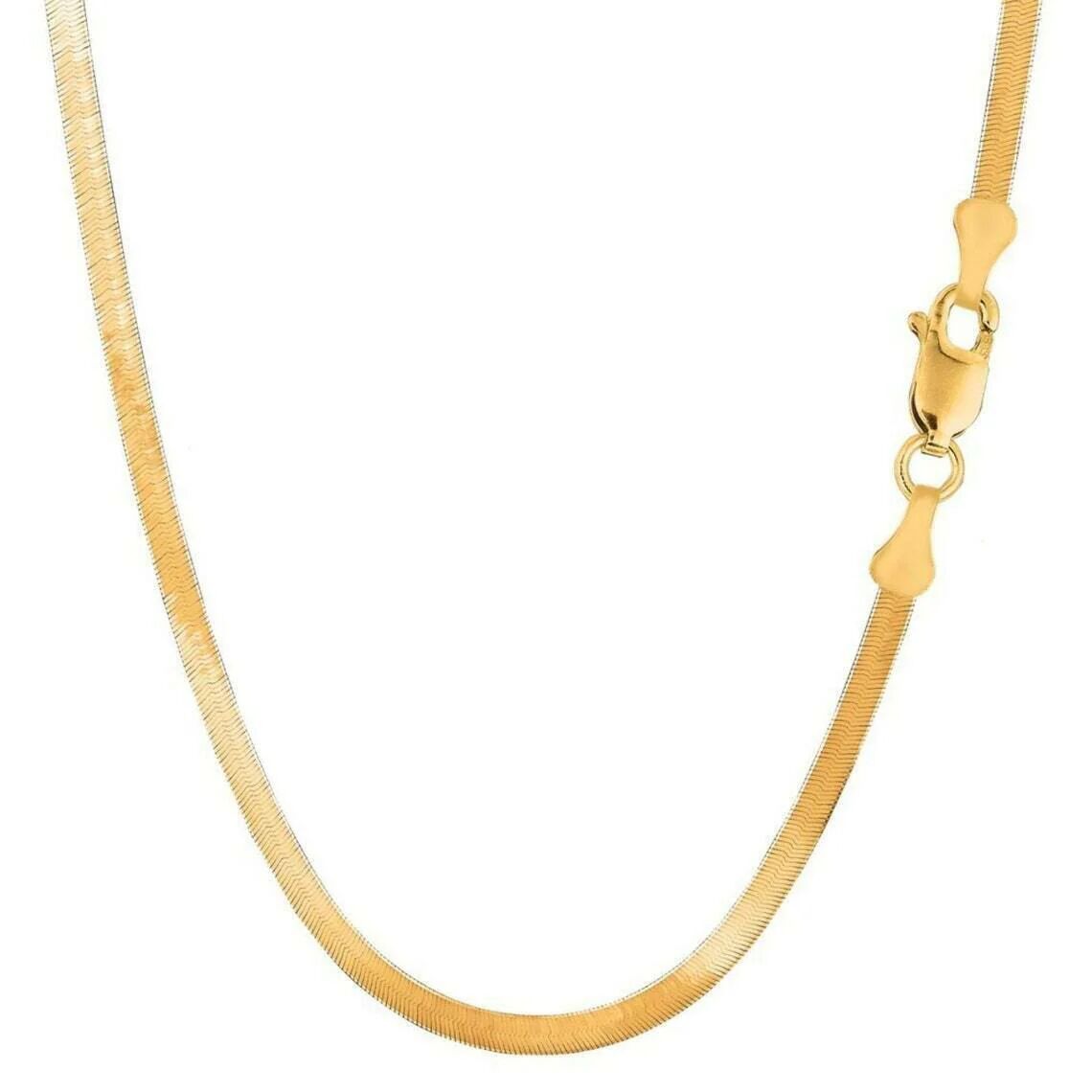 DailySale 14k Solid Yellow Gold High Polish Herringbone Necklace Chain 3mm