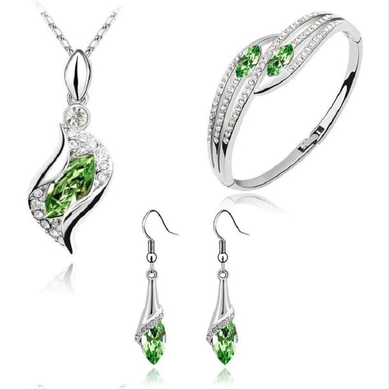 DailySale 925 Sterling Silver Crystal Jewelry Set