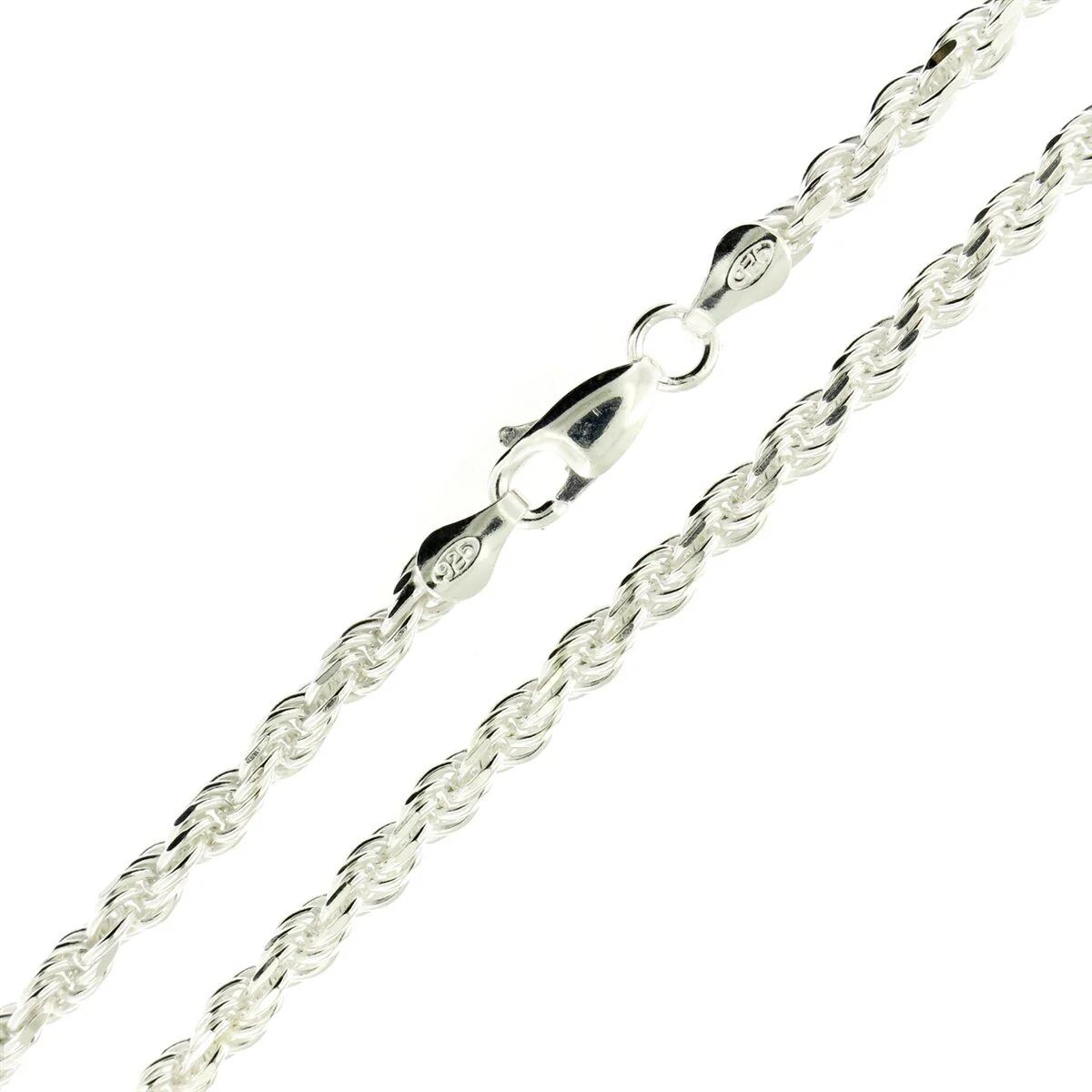 DailySale 925 Sterling Silver Diamond Cut Rope Chain 1.5mm