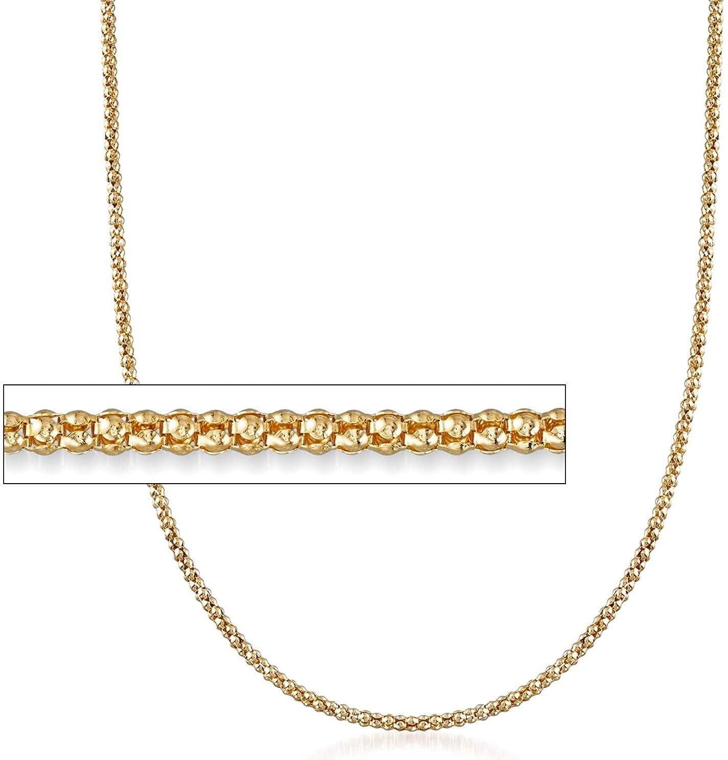 DailySale 925 Sterling Silver Over 14k Yellow Gold Popcorn Chain