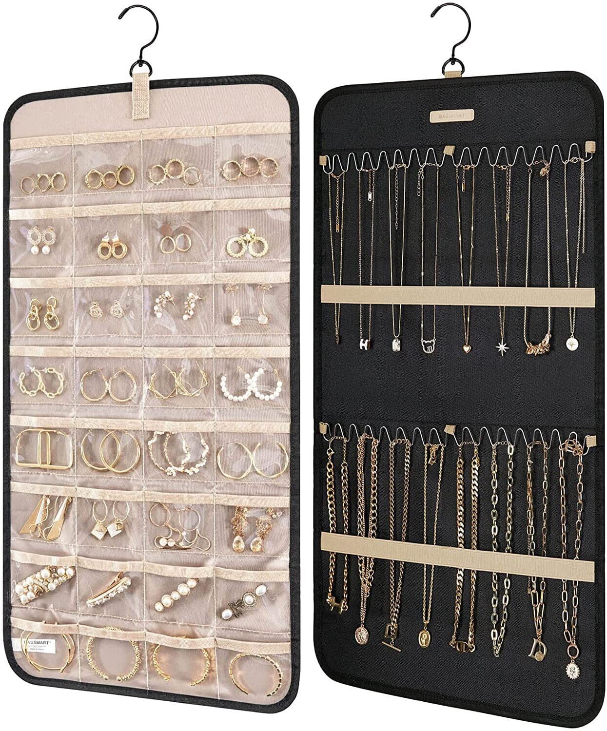 DailySale Hanging Jewelry Organizer Storage Roll