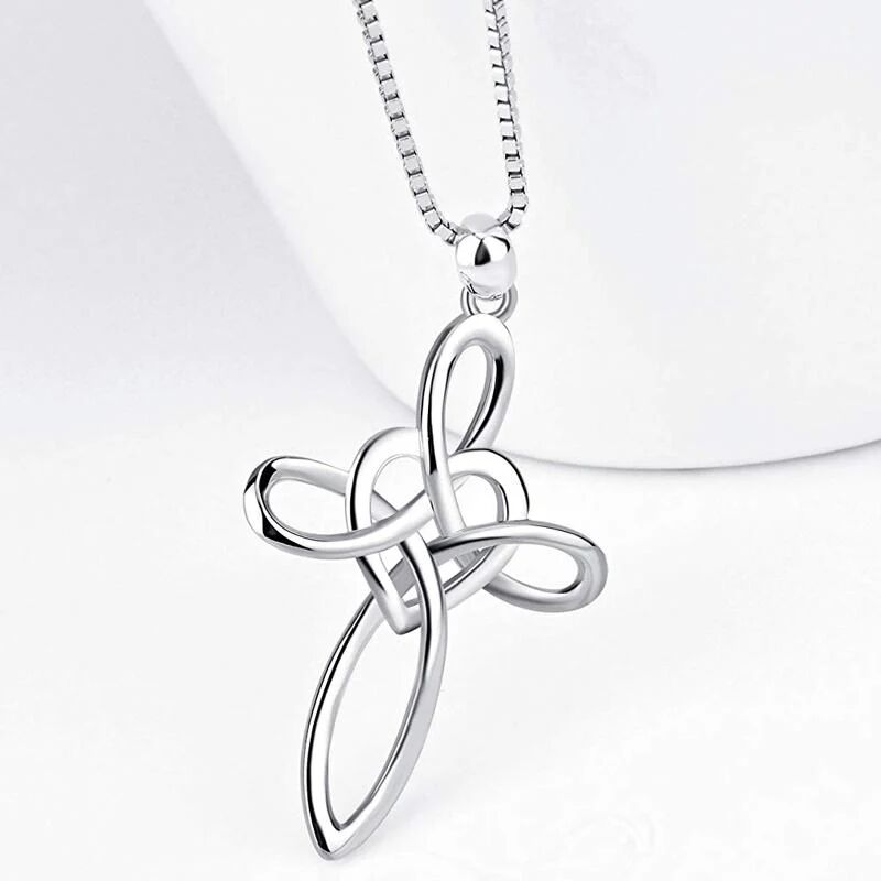 DailySale Lovely Sterling Silver Cross Pendant Necklace