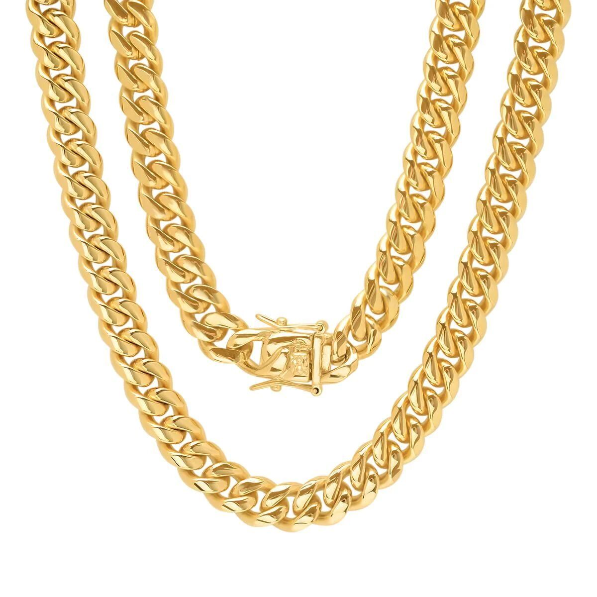 DailySale Men's 18K Gold Plated Stainless Steel 10MM Miami Cuban Chain