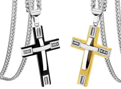 DailySale Men's Cross Necklaces in Stainless Steel