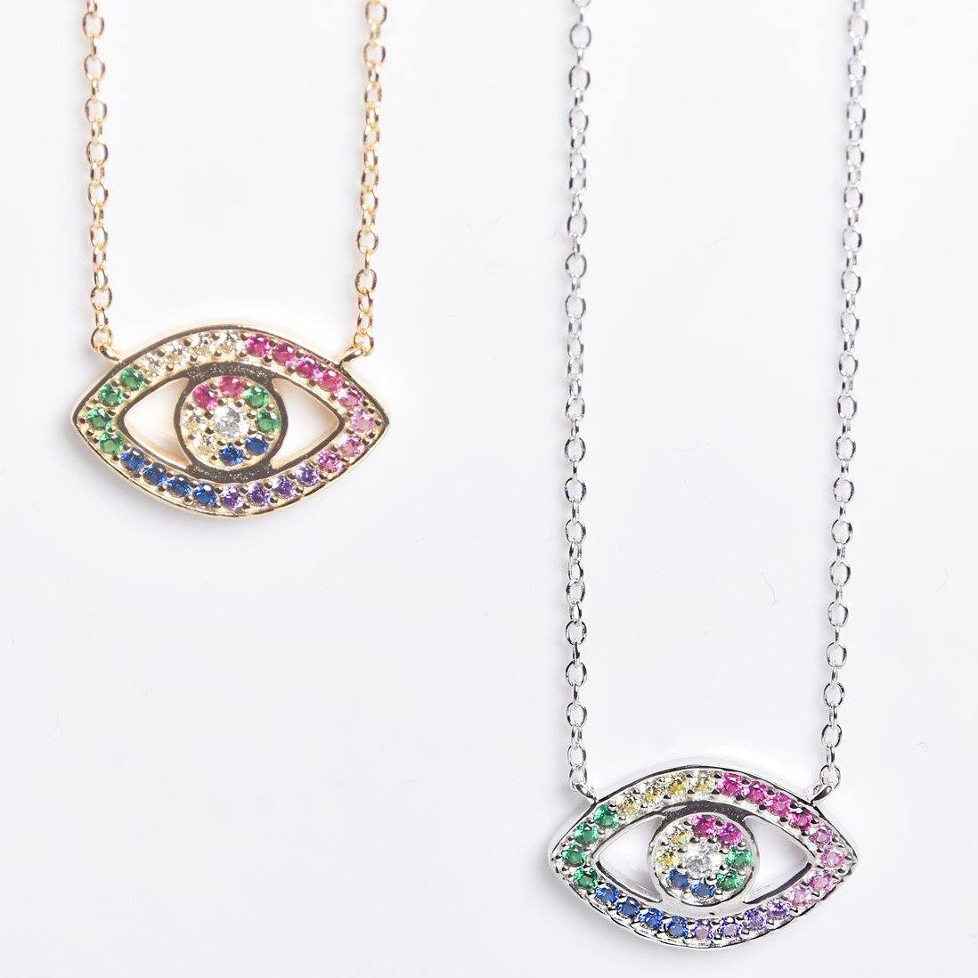 DailySale Rainbow CZ Eye Necklace