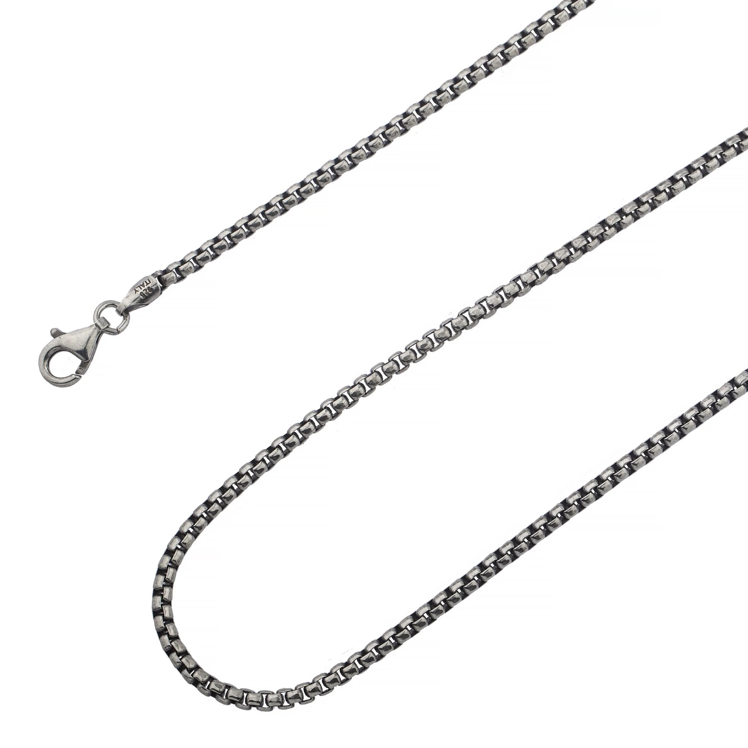 DailySale Solid Round Box Chain Necklace - Oxidized Antique Finish