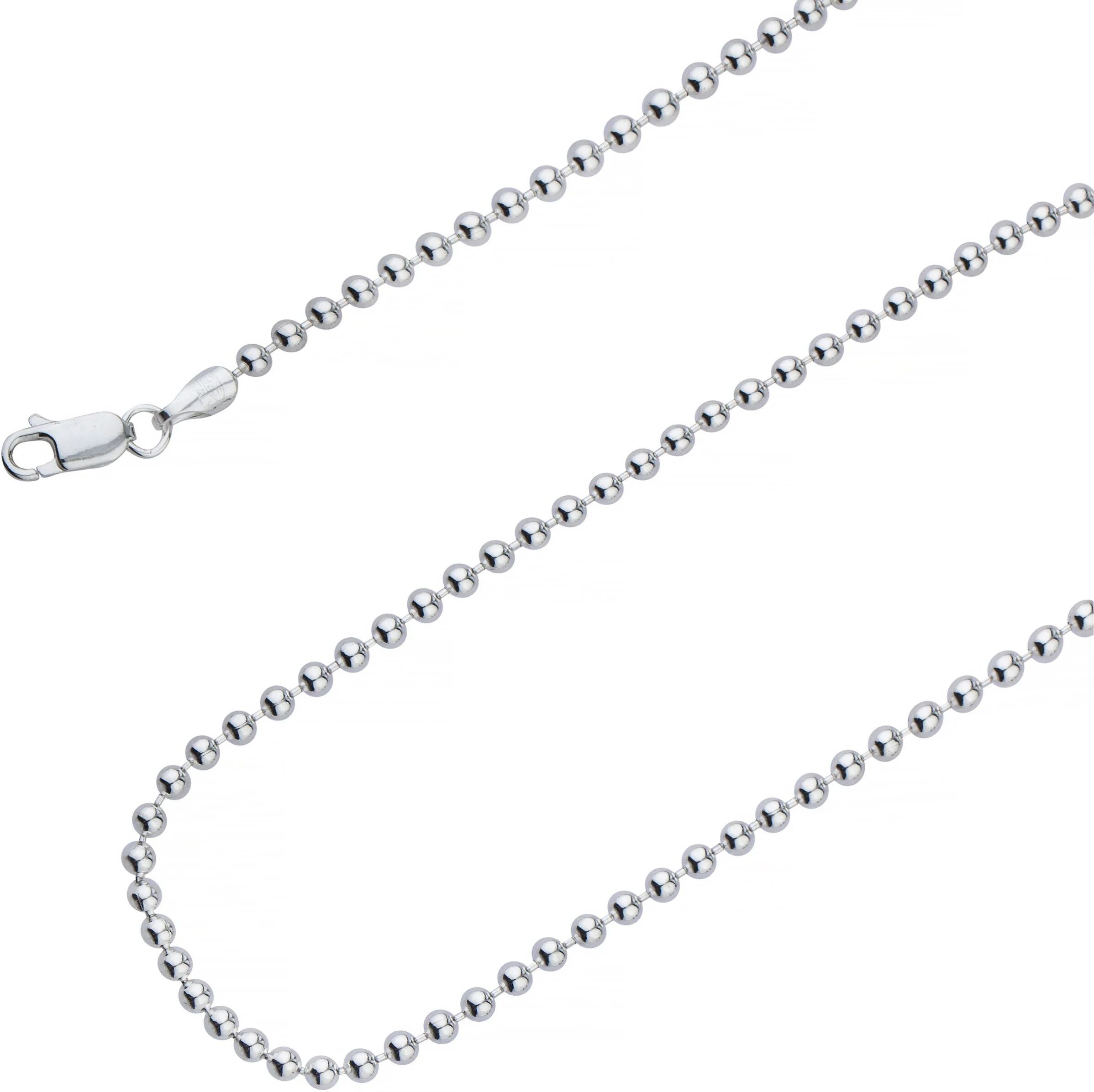 DailySale Sterling Silver 5mm Bead Ball Chain Necklace 925 Italy